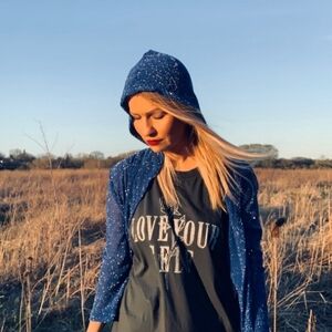 Blue & silver sparkle hooded cardigan